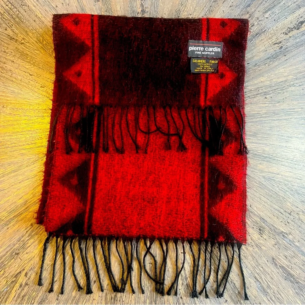 Pierre Cardin Fine Muffler Scarf – Red & Black –‎ Cashmere Finish